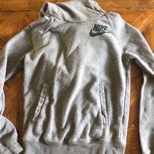 gray cowlneck nike hoodie